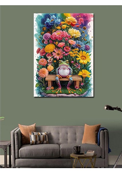 Kanvas Tablo Çiçekler ve Kurbağa Prens 100X140 cm fiyatları