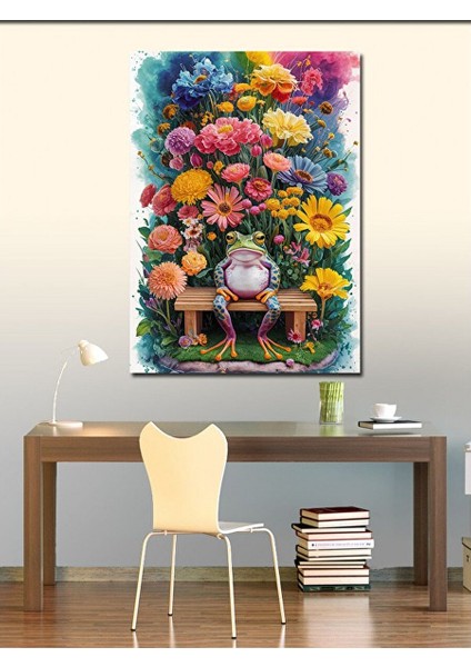 Kanvas Tablo Çiçekler ve Kurbağa Prens 100X140 cm modelleri