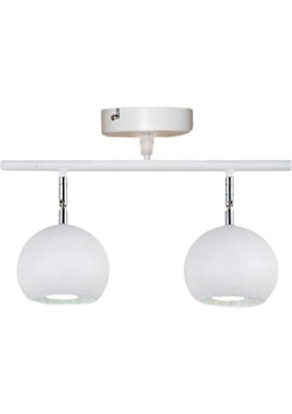 Metal Modern Spor 2 Li̇ Beyaz Mafsallı LED Spot Avize Beyaz Ampullü