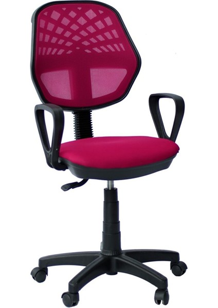 Pembe Ofis Sandalyesi Çalışma Koltuğu Fileli Döner Ofis Sandalyesi Pembe
