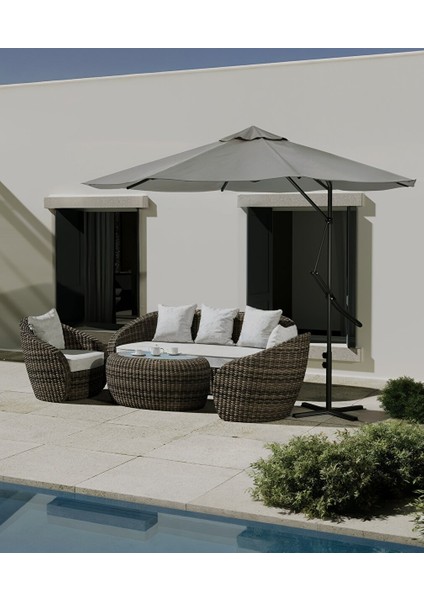 Bahçe Balkon Cafe Şemsiye 290X290 cm Katlanır Gri fiyatları