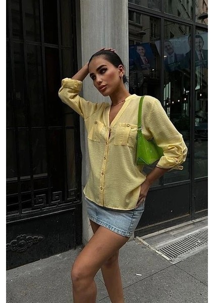 Poulina Flamlı Keten Gömlek 3257-08 fırsatları