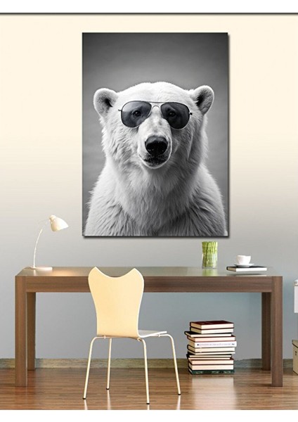 Kanvas Tablo Güneş Gözlüklü Kutup Ayısı 100X140 cm modelleri