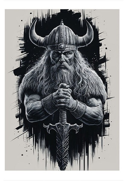 Vikingli Adam Art Mdf Tablo 25CMX 35CM 25X35 cm