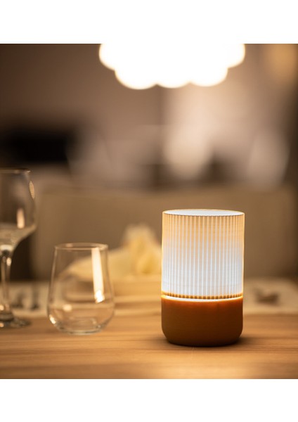 Modern Tasarım Candle Serisi Şarjlı Masa Lambası & Aplik | Ahşap Dokulu Ayak