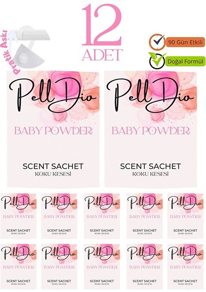 12'li Bebek Pudrası Ayakkabılık Dolap ve Çekmece Parfümlü Kese Kokusu Oda Koku Kesesi