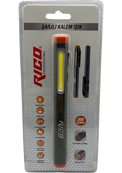 Şarjlı LED Kalem El Feneri Su Geçirmez 3 Saat Kesintisiz Kullanım RC0033
