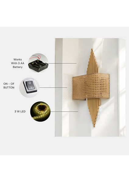 Yeni̇ Asli Pi̇lli̇ Eski̇tme Di̇kdörtgen Rattan Abajurlu Apli̇k