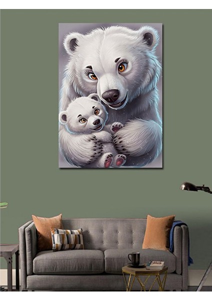 Kanvas Tablo Yavru Kutup Ayısı ve Annesi 70X100 cm fiyatları