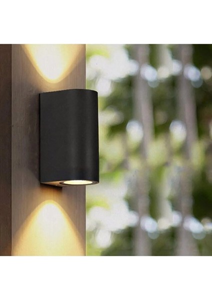 Çift Yönlü Günışığı Ledli Dış Iç Mekan Uyumlu Dekoratif Aplik Siyah Gövde-Ampuller Dahil