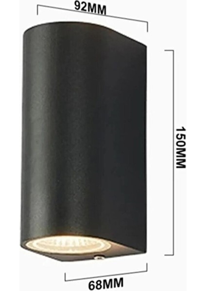 Çift Yönlü Günışığı Ledli Dış Iç Mekan Uyumlu Dekoratif Aplik Siyah Gövde-Ampuller Dahil modelleri