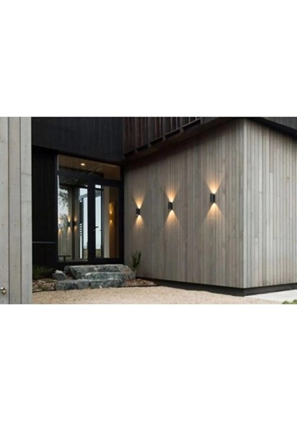 Çift Yönlü Günışığı Ledli Dış Iç Mekan Uyumlu Dekoratif Aplik Siyah Gövde-Ampuller Dahil fırsatları