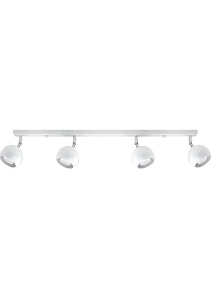 Retro Beyaz 180 Derece Hareketli Modern Spor 4 Lü LED Spot Avize Beyaz Ampullü