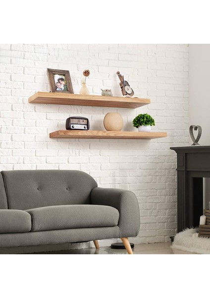 2li Doğal Ahşap Duvar Rafı Kütüphane Kitaplık Banyo ve Mutfak Düzenleyici 70X15 fırsatları