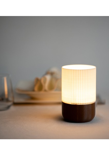 Modern Tasarım Candle Serisi Şarjlı Masa Lambası & Aplik | Kahverengi Ayak