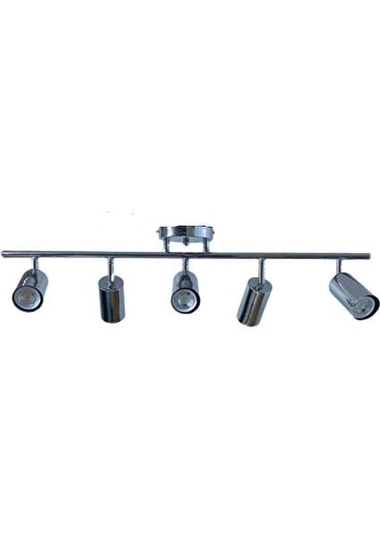 Metal Modern 5 Li Krom Kaplama LED Spot Avize Günışığı Ampullü