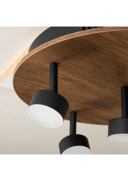 Plafonyer Spotlu Yuvarlak Ahşap LED Avize 40 cm fırsatları