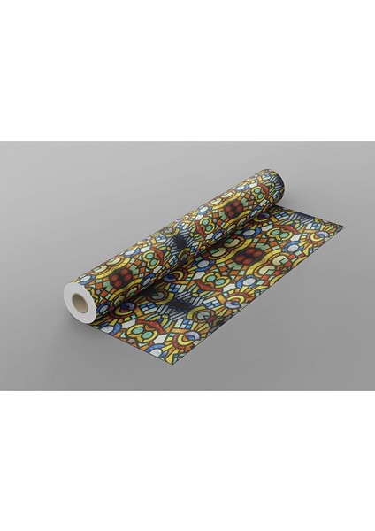 Sf 628 Enerjik Renkli Geometrik Desenli Şeffaf Vitray Cam Kaplama Yapışkanlı Folyo 45X100 cm fiyatları