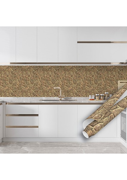 Eskitme Taş Görünümlü Yapışkanlı Folyo, Mutfak Dolap Tezgah Arası Mobilya Kaplama Kağıdı 1414 45X1500 cm fırsatları
