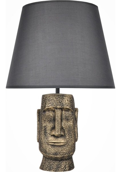 Modern Dizayn Moai Abajur Gold Gri