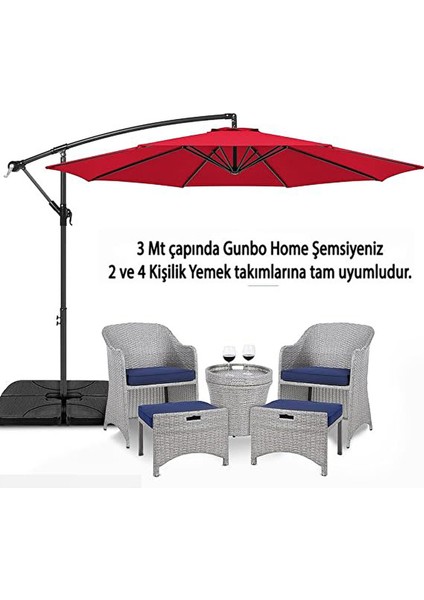3 mt 8 Kaburga Full Demir 21 kg Kırmızı Bahçe Şemsiyesi