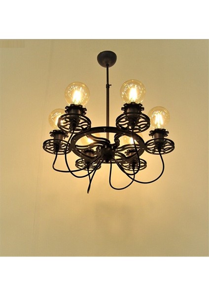 Gaye Kahve Metal Retro Beşli Salon Avize Standart