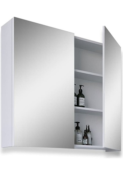 Yalova 80 cm Mdf Banyo Aynalı Üst Dolap Beyaz fiyatları