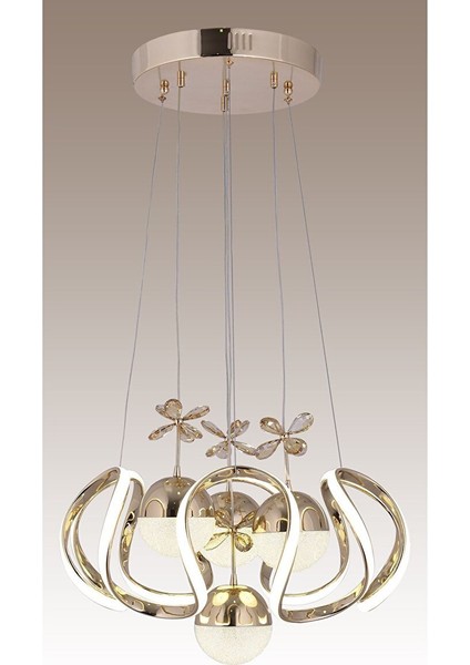 Heracles Kumandalı ve Dimmerli 3 Renk ( Sarı Beyaz ve Gün Işığı ) Gold Luxury LED Avize Concept