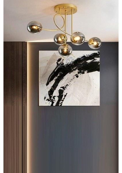 Eva Modern Tarz Globe Camlı Beşli Avize