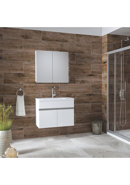 Esen Beyaz 65 cm Lüx Banyo Dolabı Takımı