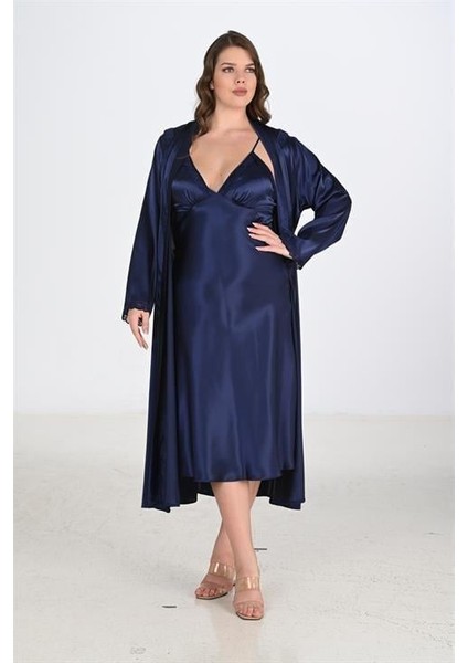 Özel 2li Lacivert Sabahlık Takımı Bigsize 6225 Fırsat!!!