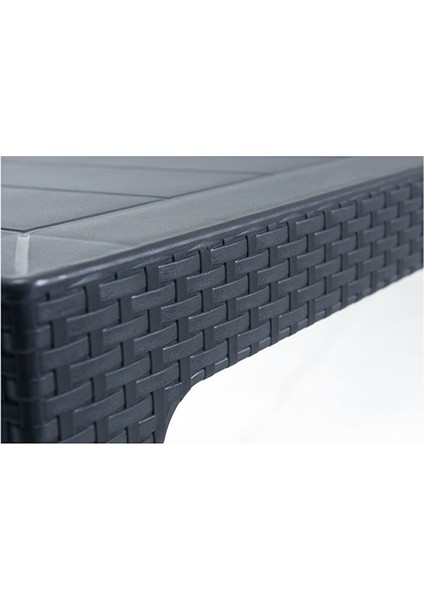 Atlanta Starlux 80X80 Camsız Masa ve 4 Adet Napoli Rattan Metal Ayak Sandalye Seti (Antrasit)