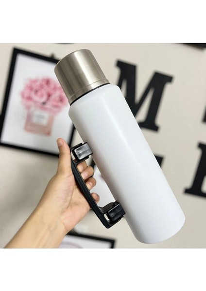 CKR2085 1.5 Lt Kulplu Paslanmaz Çelik Termos Beyaz