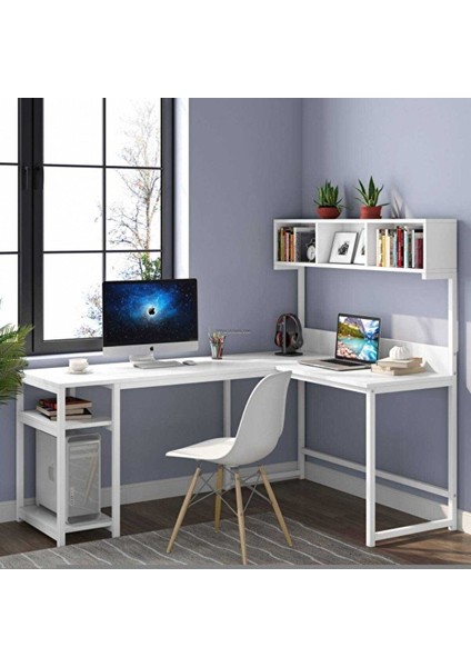 Tasarım L Model Raflı ve Kitaplıklı Çalışma Masası fiyatları