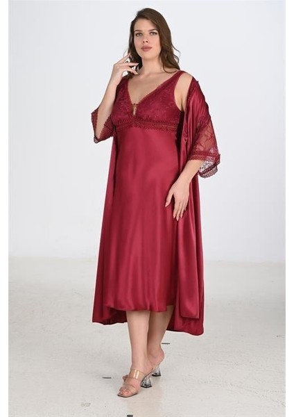 Özel 2li Bordo Sabahlık Takımı Bigsize 6229 Fırsat!!!