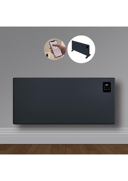 Elektrikli Konvektör Panel Isıtıcı Wifi 2000 Watt Antrasit