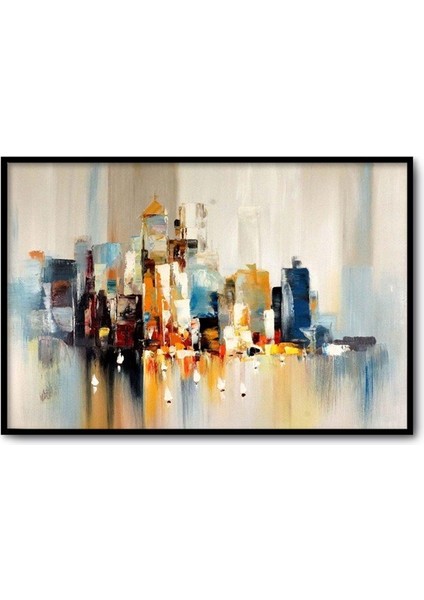Tablolife Renkli Şehir - Yağlı Boya Dokulu Tablo 100X150 Çerçeve - Gümüş 100X150 cm fiyatları