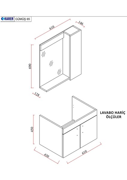 Gümüş 65 cm Lavabolu Banyo Dolabı Retro Gümüş-Beyaz Lavabo Dahil indirimleri