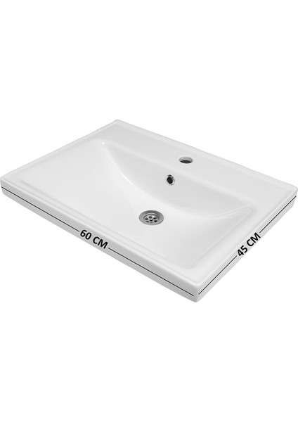Kemer 60 Cm, Lavabolu, Aynalı, Banyo Dolabı, Mat Antrasit, Lavabo Dahil
