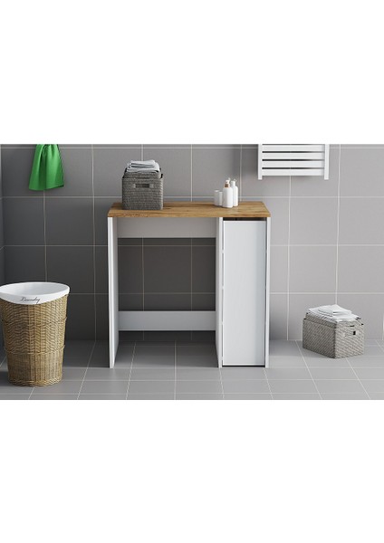 Ilkay Tek Kapaklı Banyo Dolabı - Atlanti̇k Çam / Beyaz fırsatları