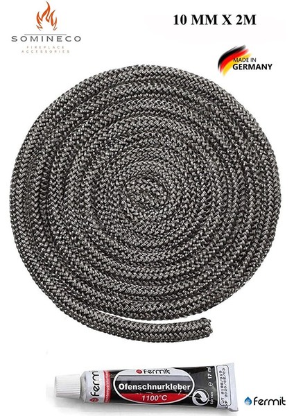 Ithal Yanmaz Soba Şömine Conta Fitili 10 mm x 2.5m Fermit Yapıştırıcı