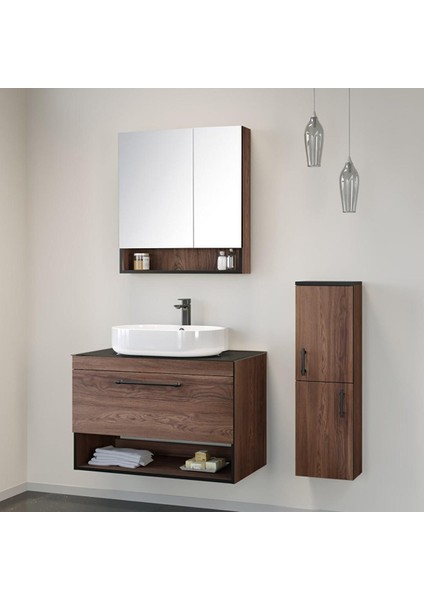 Knidos 90 cm Navaro Banyo Dolabı Takımı ve Boy Dolabı