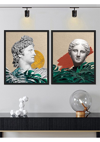 Afrodit ve Apollon Tablo Set 30X40 cm Siyah