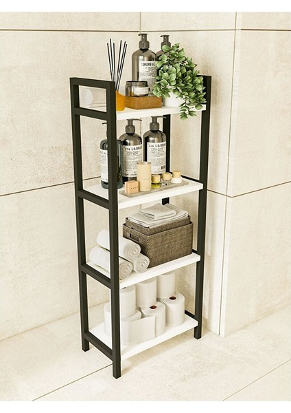 Banyo Rafı Metal Parlak Beyaz Çok Amaçlı Dolap Banyo Düzenleyici