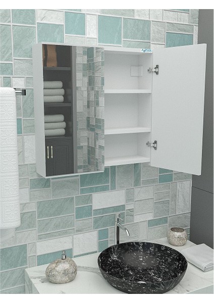 Azzuri̇ Furniture Lavabo Üstü Aynalı 2 Kapaklı Banyo Dolabı AZR-6015 fiyatları