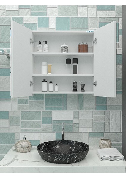 Azzuri̇ Furniture Lavabo Üstü Aynalı 2 Kapaklı Banyo Dolabı AZR-6015 modelleri