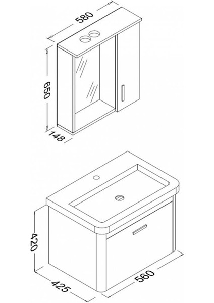 Note Smart 60 cm Banyo Dolabı - Beyaz modelleri