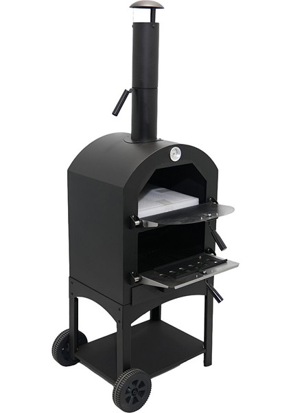 Çok Amaçlı Paslanmaz Çelik Barbekü Krom Kapaklı + Izgaralı Pizza Taşlı -Ekmek-Mangal Fırını 2625S fırsatları