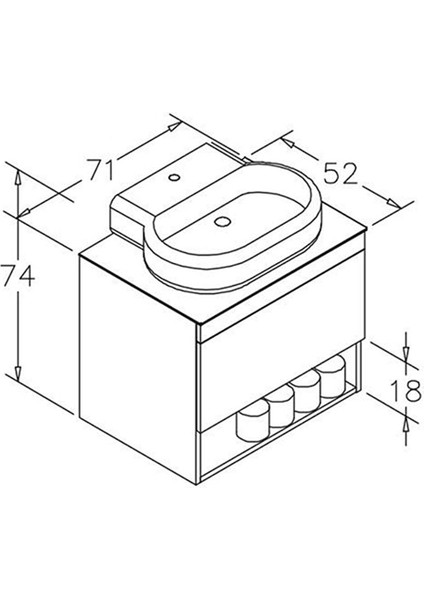 Knidos 70 cm Beyaz Banyo Dolabı Alt Modül ve Lavabo modelleri