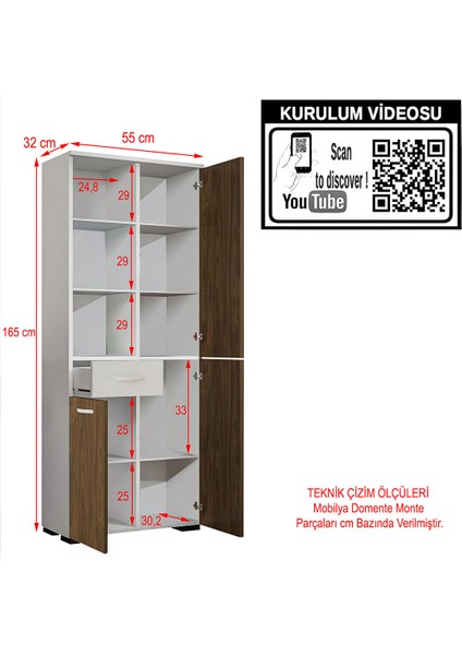 Afra 55X165 cm Banyo Dolabi Ceviz-Beyaz indirimleri
